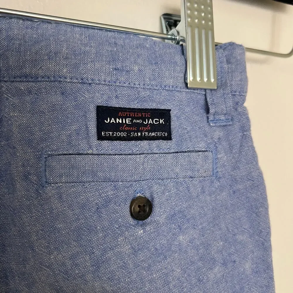 Janie and Jack Blue Linen Blend Roll Cuff Pants Toddler 18-24M Summer Casual Boy